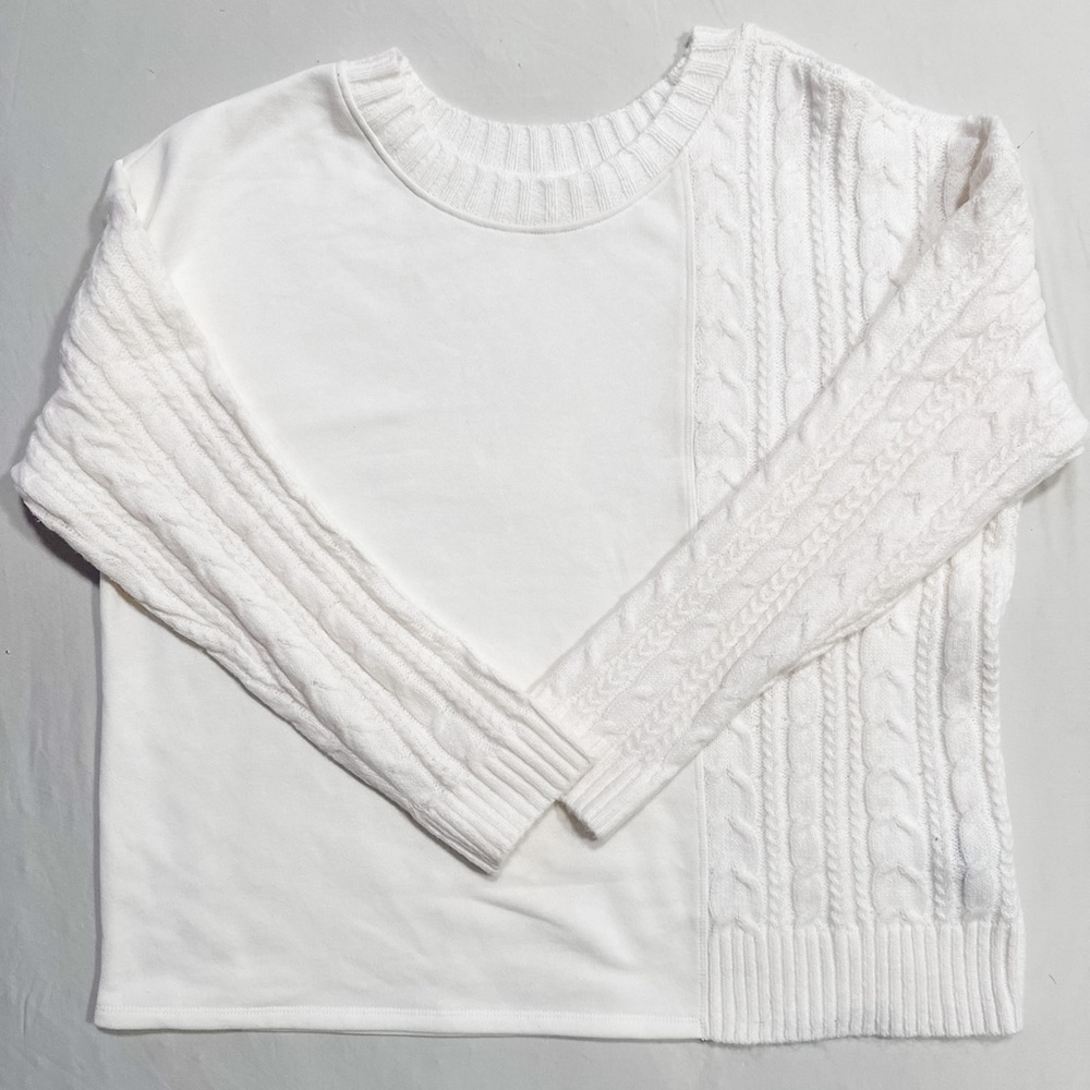 Time and Tru’s Mixed Media Crew Neck Sweater